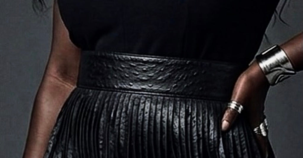 Ostrich leather fringe belt