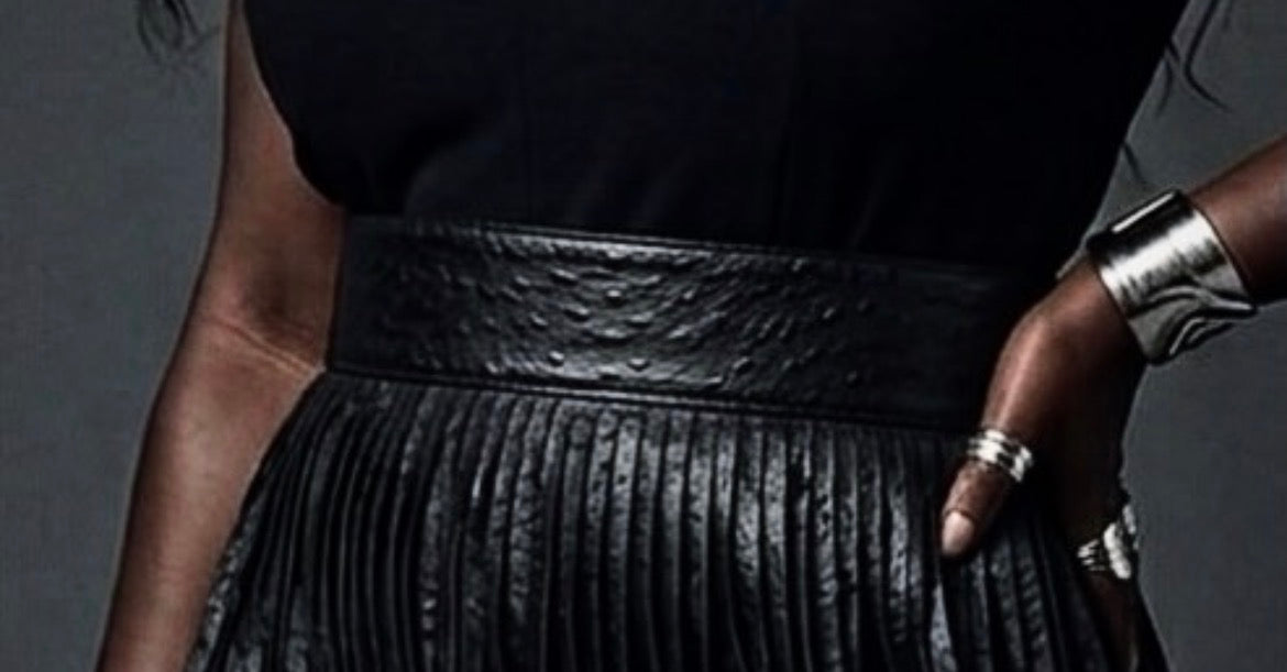 Ostrich leather fringe belt