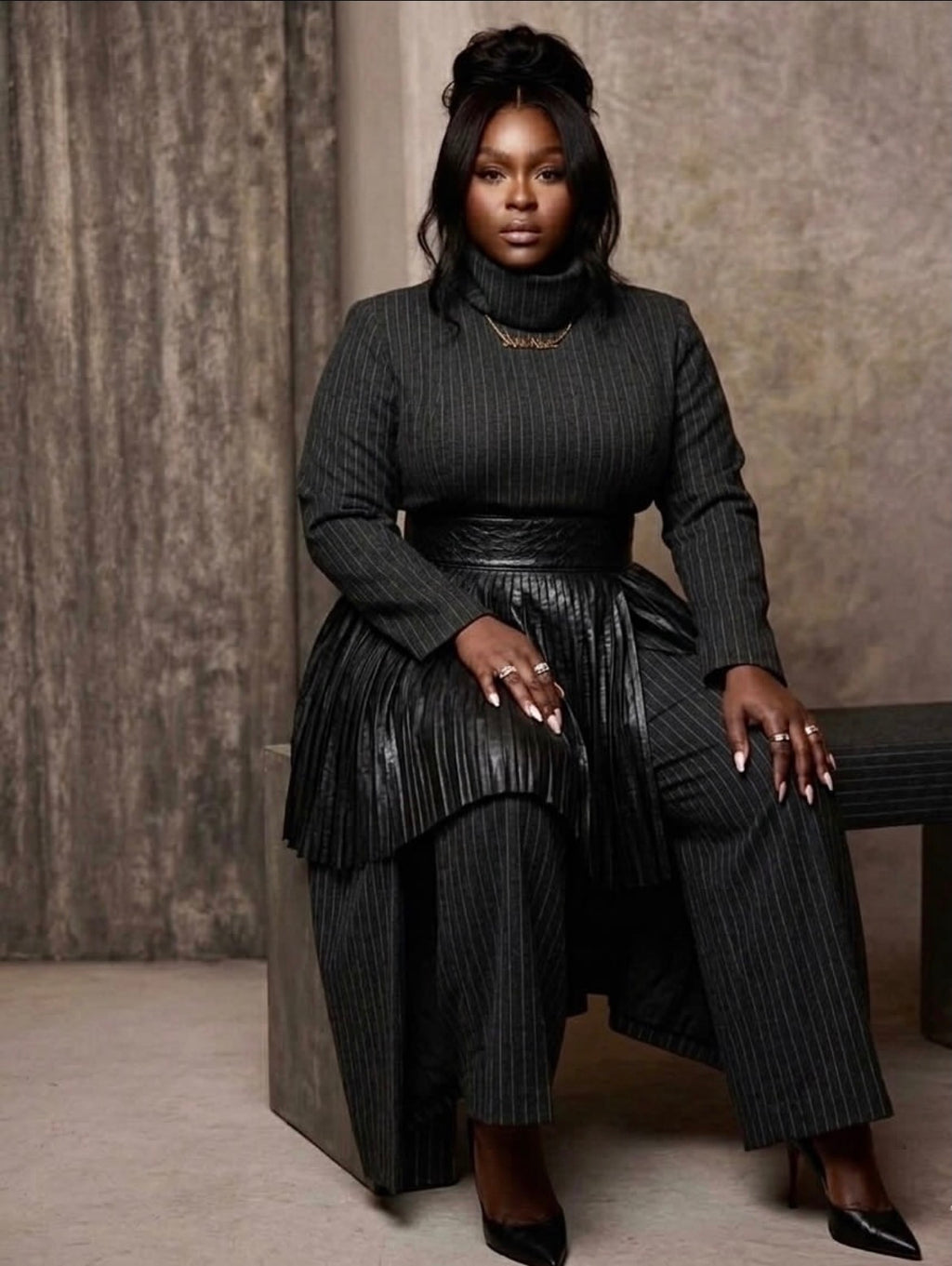 Ostrich leather fringe belt